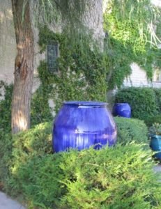 blue garden urn