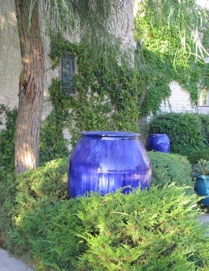 blue garden urn