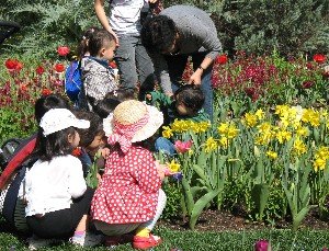 Descanso Gardens children and flowers