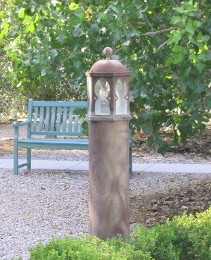 garden lamp and bench