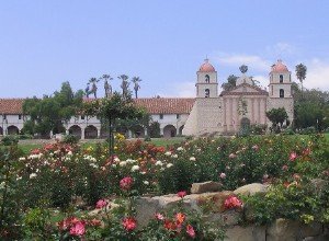 Santa Barbara Mission and rose garden