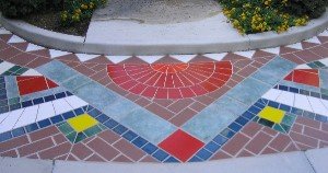 Tiles around fountain