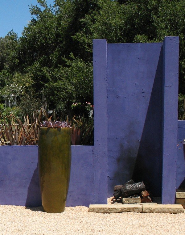 Purple fireplace and wall